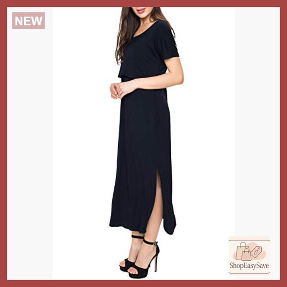 Maternity Nursing Dress Split Long A-Line Chic Minimal Casual Party Wear - Picture 2 of 5
